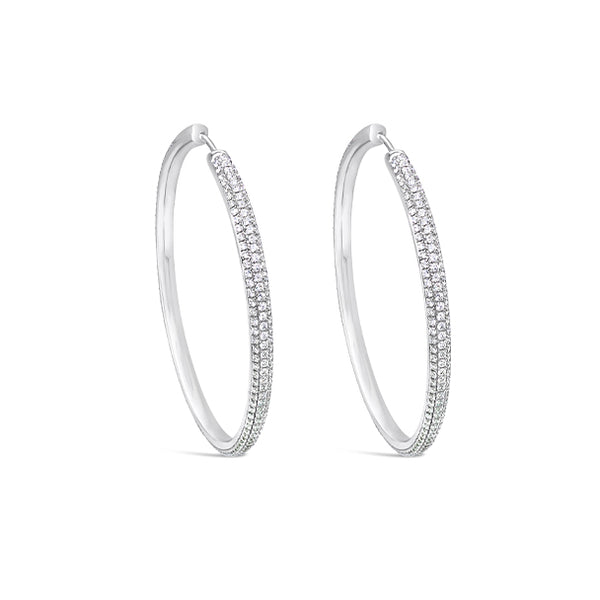 'FANTASIA' 18CT WHITE GOLD DIAMOND SET HOOP EARRINGS (Image 1)