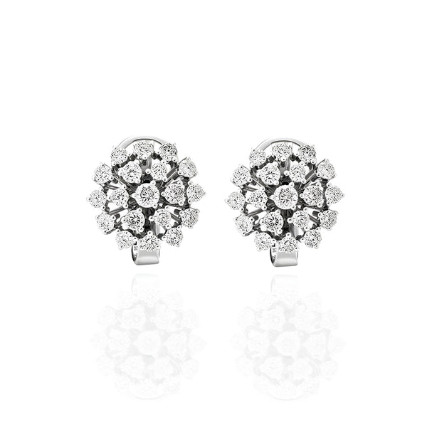 "CENTO" 18CT WHITE DIAMOND GOLD CLUSTER STUD EARRINGS (Image 1)