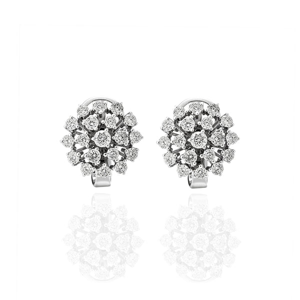 "CENTO" 18CT WHITE DIAMOND GOLD CLUSTER STUD EARRINGS (Image 1)
