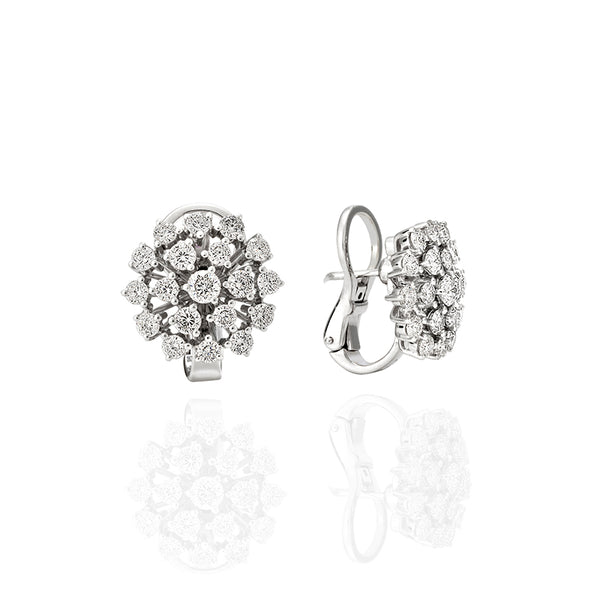 "CENTO" 18CT WHITE DIAMOND GOLD CLUSTER STUD EARRINGS (Image 2)