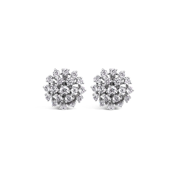 "CENTO" 18CT WHITE DIAMOND GOLD CLUSTER STUD EARRINGS (Image 2)