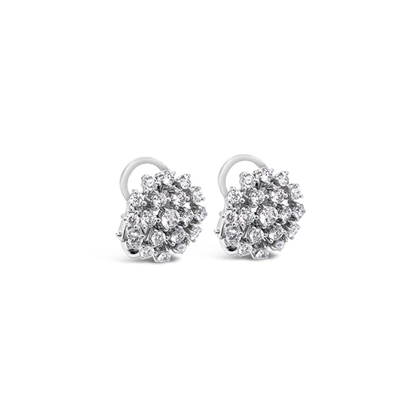 "CENTO" 18CT WHITE DIAMOND GOLD CLUSTER STUD EARRINGS (Image 3)