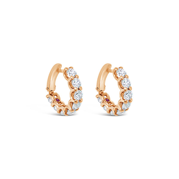 ROBERTO COIN "CENTO" 18CT ROSE GOLD  DIAMOND CUFF-HOOP EARRINGS. (Image 3)