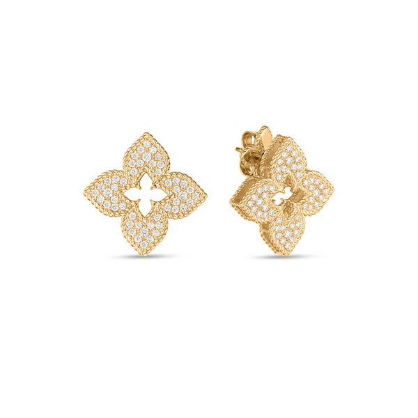 ROBERTO COIN VENETIAN PRINCESS 18CT YELLOW GOLD DIAMOND EARRINGS (Image 1)