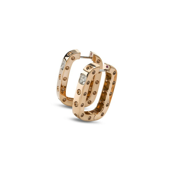 ROBERTO COIN 'POIS MOI' 18CT ROSE GOLD DIAMOND SET HOOP EARRINGS (Image 1)