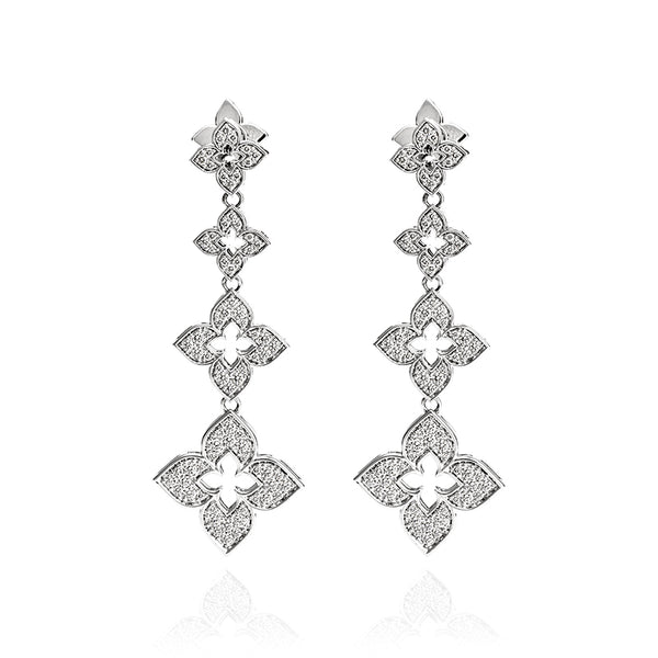 ROBERTO COIN 'VENETIAN PRINCESS' 18CT WHITE GOLD DIAMOND DROP EARRINGS (Image 1)