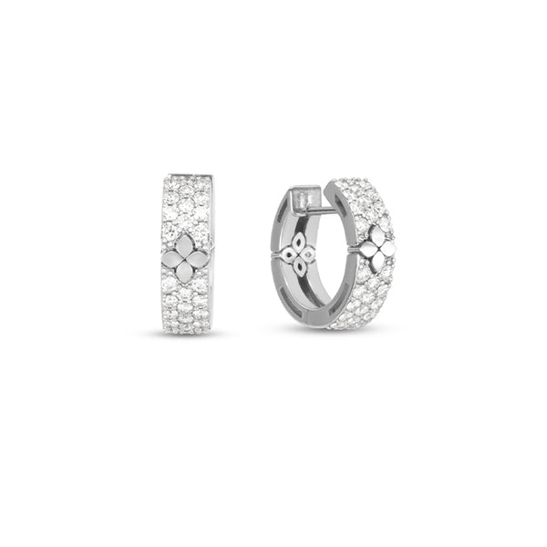 ROBERTO COIN 'LOVE IN VERONA' 18CT WHITE GOLD DIAMOND HOOP EARRINGS (Image 1)