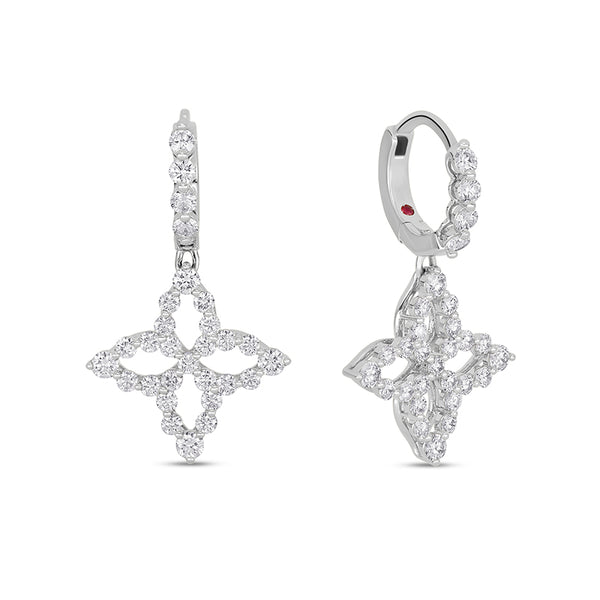 ROBERTO COIN "DIAMOND PRINCESS" 18ct WHITE GOLD DIAMOND DROP EARRINGS (Image 1)