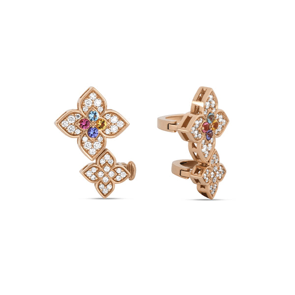 ROBERTO COIN VENETIAN PRINCESS CARNIVAL 18CT ROSE GOLD DIAMOND & COLOURED GEMSTONE EARRINGS (Image 1)