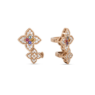 ROBERTO COIN VENETIAN PRINCESS CARNIVAL 18CT ROSE GOLD DIAMOND & COLOURED GEMSTONE EARRINGS