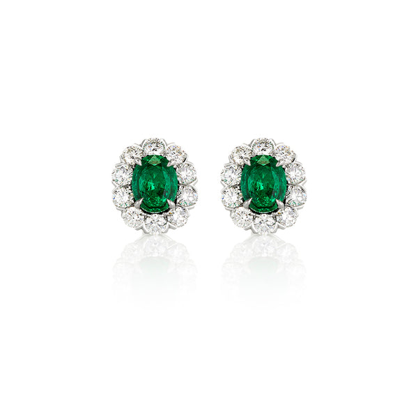 PLATINUM COLOMBIAN EMERALD & DIAMOND EARRINGS (Image 1)