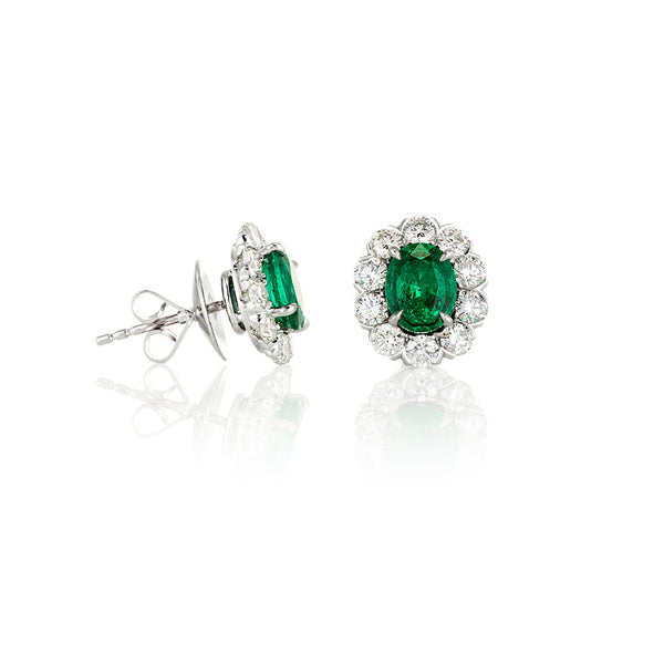 PLATINUM COLOMBIAN EMERALD & DIAMOND EARRINGS (Image 2)