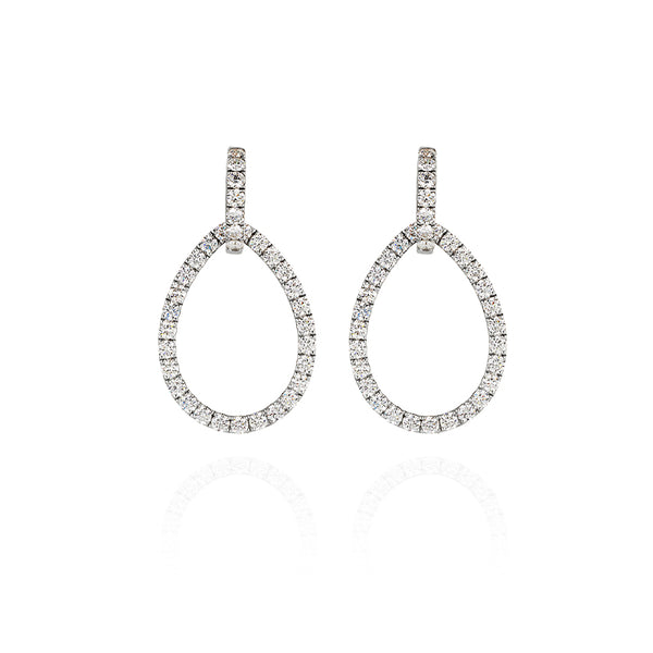 NEW ITALIAN ART 18CT WHITE GOLD DIAMOND DROP EARRINGS (Image 1)