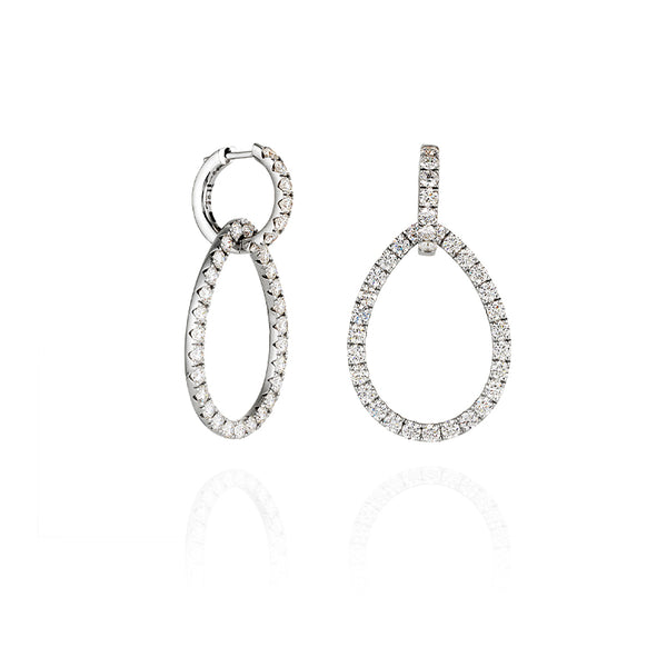 NEW ITALIAN ART 18CT WHITE GOLD DIAMOND DROP EARRINGS (Image 2)