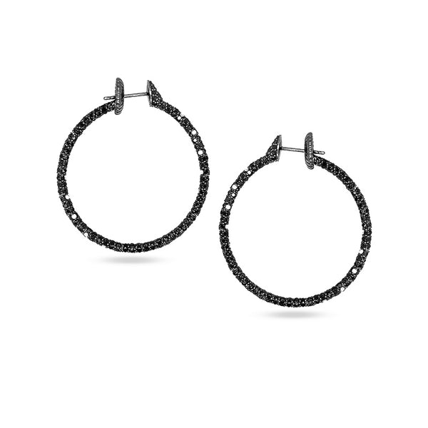 DEMEGLIO 'GIOCONDA' 18CT WHITE GOLD BLACK AND WHITE DIAMOND HOOP EARRINGS (Image 1)