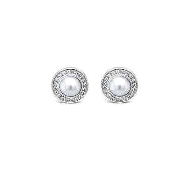 JORG HEINZ 'MAGIC' 18CT WHITE GOLD PEARL AND DIAMOND STUD EARRINGS
