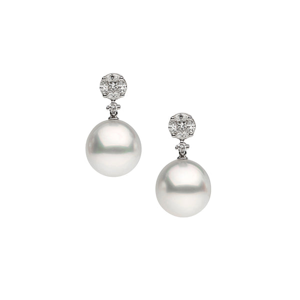 AUTORE 18CT WHITE GOLD SOUTH SEA PEARL & DIAMOND EARRINGS (Image 1)