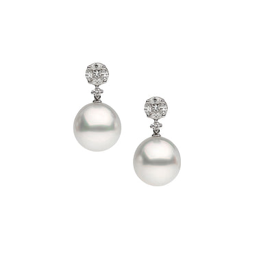 AUTORE 18CT WHITE GOLD SOUTH SEA PEARL & DIAMOND EARRINGS
