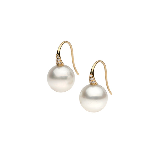 AUTORE 18CT YELLOW GOLD SOUTH SEA PEARL & DIAMOND EARRINGS (Image 1)