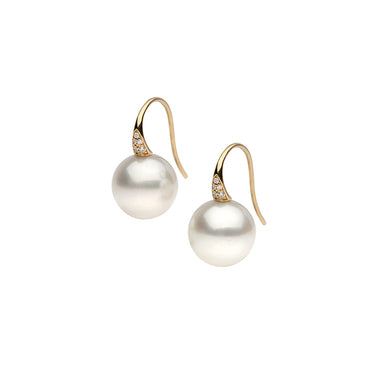 AUTORE 18CT YELLOW GOLD SOUTH SEA PEARL & DIAMOND EARRINGS