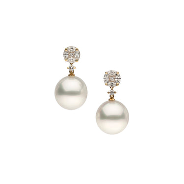 AUTORE 18CT YELLOW GOLD SOUTH SEA PEARL & DIAMOND EARRINGS