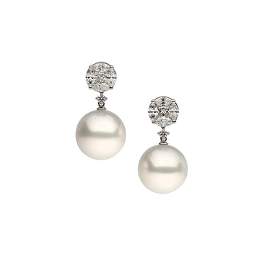 AUTORE 18CT WHITE GOLD SOUTH SEA PEARL & DIAMOND EARRINGS
