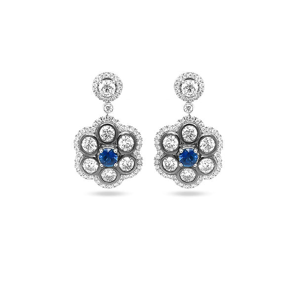 'GLAMOUR' 18CT WHITE GOLD SAPPHIRE AND DIAMOND DRESS RING (Image 1)