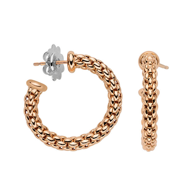 FOPE "ESSENTIALS" 18ct ROSE GOLD HOOP EARRINGS (Image 1)