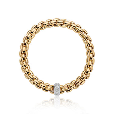 FOPE EKA 18CT YELLOW AND WHITE GOLD PAVE DIAMOND BRACELET