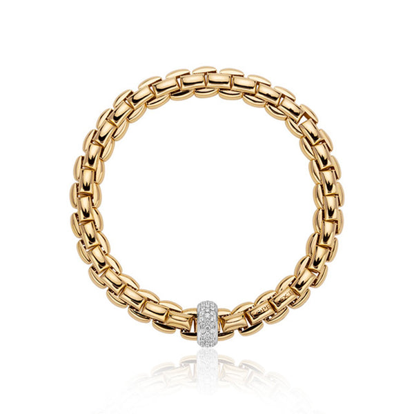 FOPE "EKA"18CT WHITE GOLD PAVE DIAMOND RHONDEL FLEX'IT BRACELET MEDIUM SIZE (Image 1)