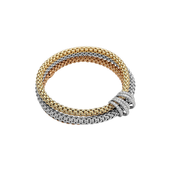 FOPE SOLO MIALUCE THREE TONE GOLD PAVE SET DIAMOND BRACELET (Image 1)