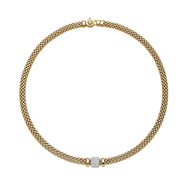 FOPE 'VENDOME' 18CT YELLOW AND WHITE GOLD NECKLACE WITH PAVE DIAMOND RONDEL (Image 1)