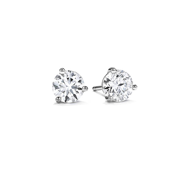 HEARTS ON FIRE 18CT WHITE GOLD THREE PRONG 2.28CT DIAMOND STUD EARRINGS (Image 1)