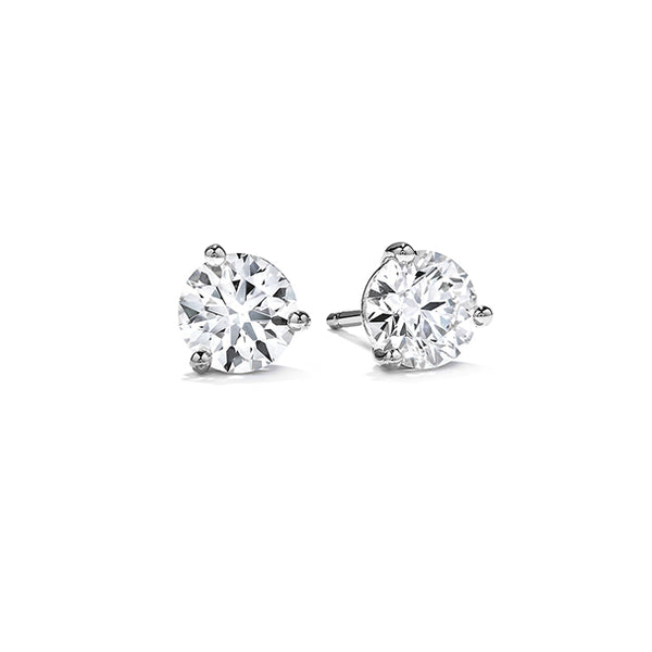 HEARTS ON FIRE 18CT WHITE GOLD THREE PRONG 2.047CT DIAMOND STUD EARRINGS (Image 1)