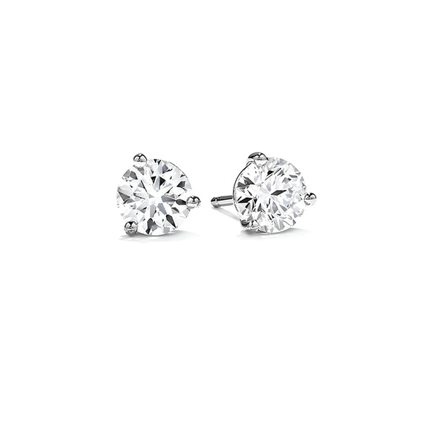 HEARTS ON FIRE 18CT WHITE GOLD THREE PRONG 3.04CT DIAMOND STUD EARRINGS (Image 1)