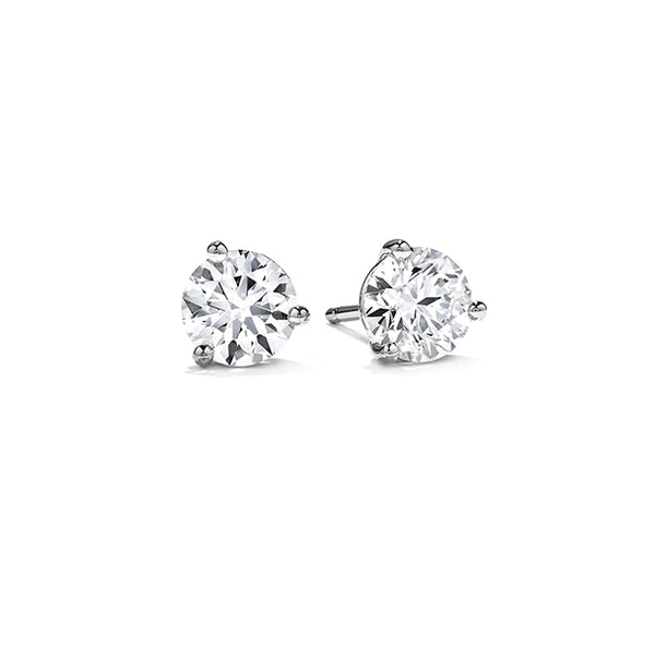 HEARTS ON FIRE 18CT WHITE GOLD THREE PRONG 3.04CT DIAMOND STUD EARRINGS (Image 1)