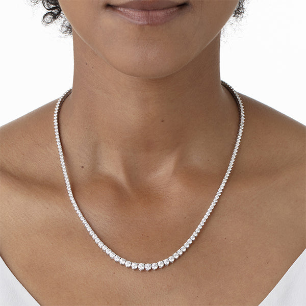 HEARTS ON FIRE 'SIGNATURE' 18CT WHITE GOLD 10.10CT CLAW SET GRADUATED DIAMOND LINE NECKLACE (Image 5)
