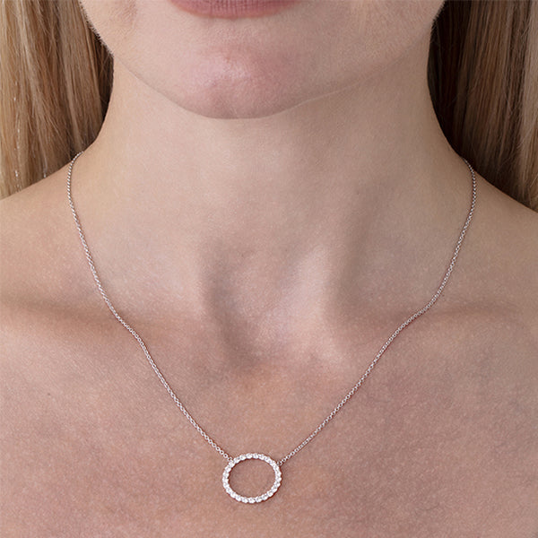 HEARTS ON FIRE 'SIGNATURE CIRCLE' 18CT ROSE GOLD DIAMOND PENDANT LARGE (Image 3)