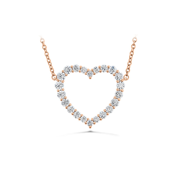 HEARTS ON FIRE 'SIGNATURE HEART' 18CT ROSE GOLD DIAMOND PENDANT LARGE (Image 1)