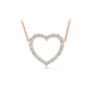 HEARTS ON FIRE 'SIGNATURE HEART' 18CT ROSE GOLD DIAMOND PENDANT LARGE