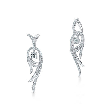 HEARTS ON FIRE VELA 18CT WHITE GOLD TWISTED DIAMOND DROP EARRINGS