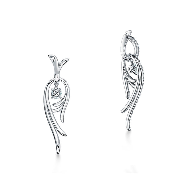 HEARTS ON FIRE VELA 18CT WHITE GOLD TWISTED DIAMOND DROP EARRINGS (Image 3)