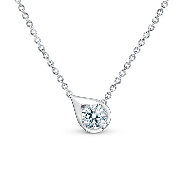 HEARTS ON FIRE 'LU' 18CT WHITE GOLD DROPLET PENDANT (Image 1)