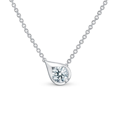 HEARTS ON FIRE 'LU' 18CT WHITE GOLD DROPLET PENDANT