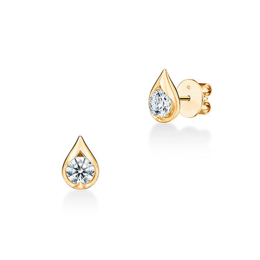 HEARTS ON FIRE 'LU' 18CT YELLOW GOLD DIAMOND DROPLET STUD EARRINGS