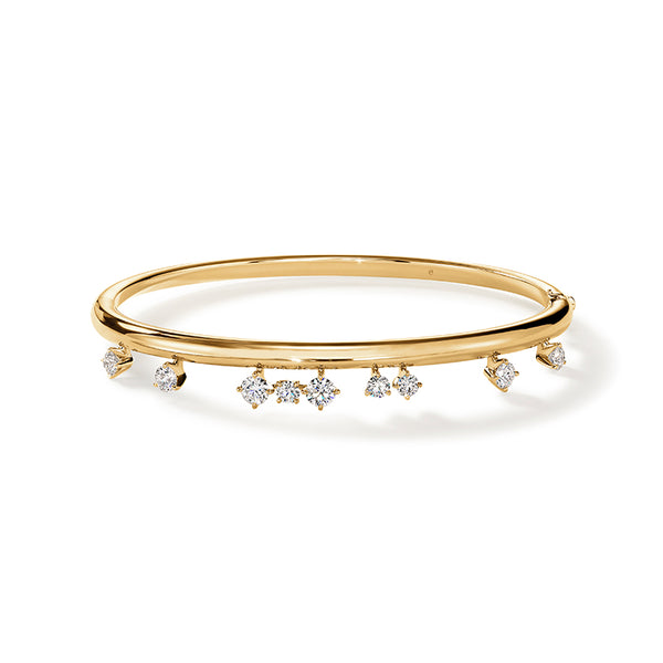 HEARTS ON FIRE 'BARRE' 18CT YELLOW GOLD FLOATING DIAMOND BANGLE (Image 1)