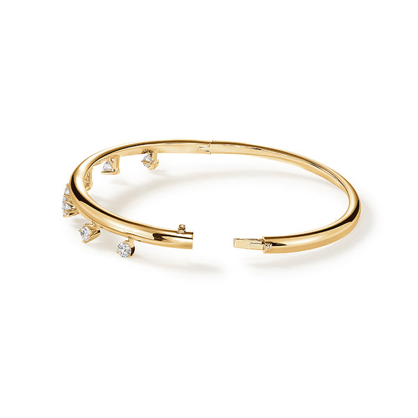 HEARTS ON FIRE 'BARRE' 18CT YELLOW GOLD FLOATING DIAMOND BANGLE (Image 2)