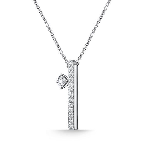 HEARTS ON FIRE 'BARRE' 18CT WHITE GOLD FLOATING SINGLE DIAMOND PAVE NECKLACE (Image 2)