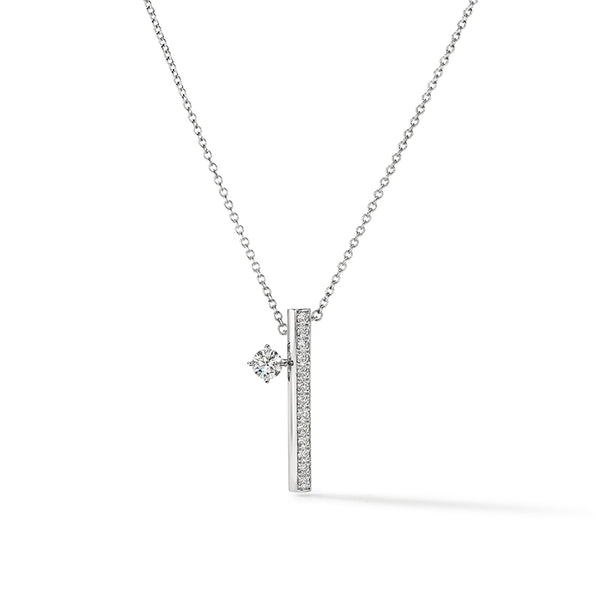 HEARTS ON FIRE 'BARRE' 18CT WHITE GOLD FLOATING SINGLE DIAMOND PAVE NECKLACE (Image 1)