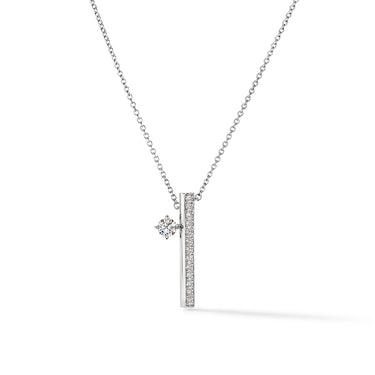 HEARTS ON FIRE 'BARRE' 18CT WHITE GOLD FLOATING SINGLE DIAMOND PAVE NECKLACE